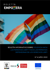 Portada de Boletín Empodera Número 6 del 2022. Ilustración de dos banderas LGBTI