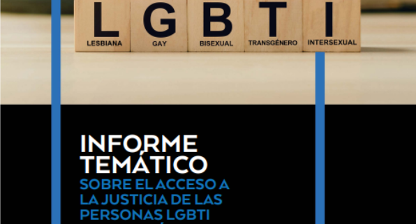 Portada de Informe "LGBTI, informe tematico". Ilustración de unos cubos que juntos dicen LGBTI